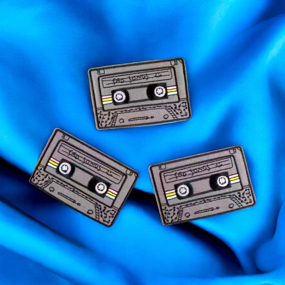 3pcs Embroidered‎ cassette tape retro iron-on patches